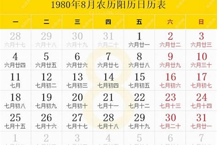 1980年农历8月9日是什么星座